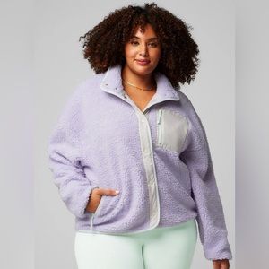 Fabletics Tahoe Teddy Jacket Lilac Lily/Bone XL NWT